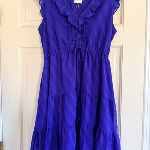 Anthropologie Ruffled Blue Dress